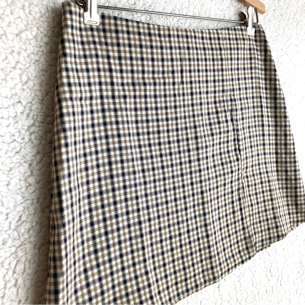 Hyfve Plaid Mini Skirt with side slit, Sz L - Picture 7 of 14